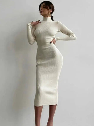 High-Neck Knitted Mini & Midi Dress