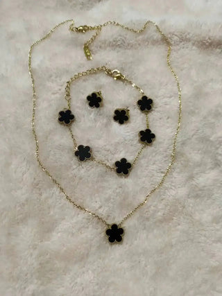 Adjustable Flower Bracelet, Necklace, and Earrings