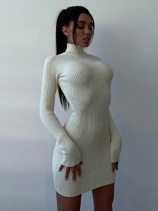 High-Neck Knitted Mini & Midi Dress