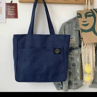 Canvas Tote Bag with Pockets