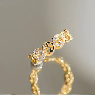 2023  Plated Trendy Light Luxury Adjustable Ring Women's Niche Design Word Fashion Personality Index Finger Ring Jewelry