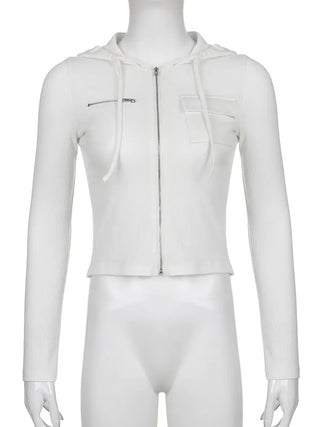 White Zip-Up Hooded Jacket