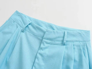 Linen Button Down Suit Top Set