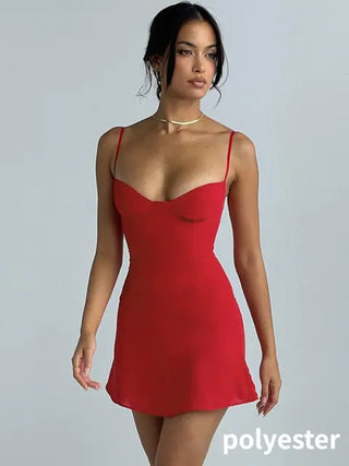 Elegant Red Sleeveless A-line Mini Dress for Women - Summer Fashion Club Party and Birthday Outfit