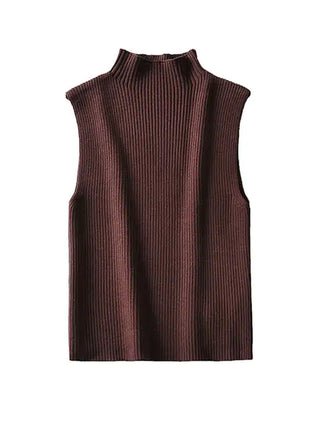 Sleeveless Knit High Neck Top