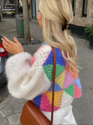 Colorful Hollow Knit Cardigan