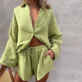 Classic Shorts and Long Sleeve Shirt Two Piece Set