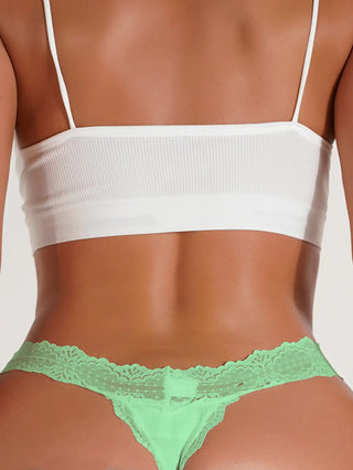 Contrast Lace Bow Front Thong