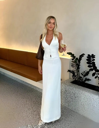 Chic Halter Top And Maxi Slit Skirt