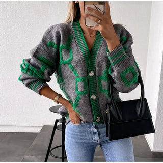 Autumn Winter Women's Embroidered Knit Cardigan - Warm Fashion Sweater