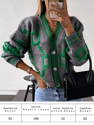 Autumn Winter Women's Embroidered Knit Cardigan - Warm Fashion Sweater