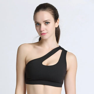 One-Shoulder Yoga Sports Bra: Sexy, Wire-Free, Push-Up Crop Top