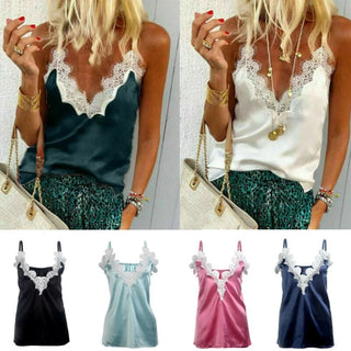 Lace Satin Silk Tank Top