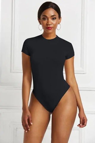 O Neck Short Sleeve Sexy Skinny Short Bodysuit