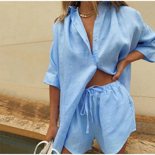 Classic Shorts and Long Sleeve Shirt Two Piece Set