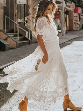 White Dress Sexy Women Lace Long Dress