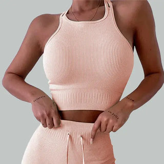 Backless Bra, Strap Vest, High Waist Leggings & Shorts Fashion Sportswear