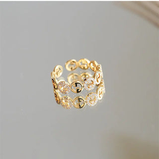 2023  Plated Trendy Light Luxury Adjustable Ring Women&#39;s Niche Design Word Fashion Personality Index Finger Ring Jewelry