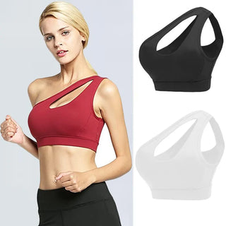 One-Shoulder Yoga Sports Bra: Sexy, Wire-Free, Push-Up Crop Top