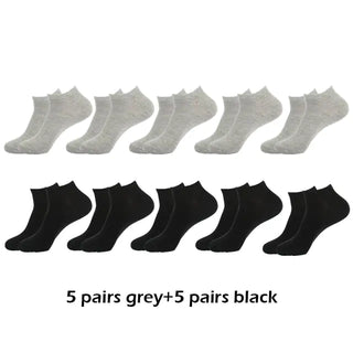 10 Pairs Breathable Ankle Socks Cotton, White, Grey, Black