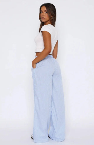 Casual Elastic Waist Wide Pants