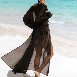 Sheer Mesh Cover-Up Robe