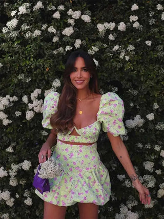 Green Floral Mini Dress