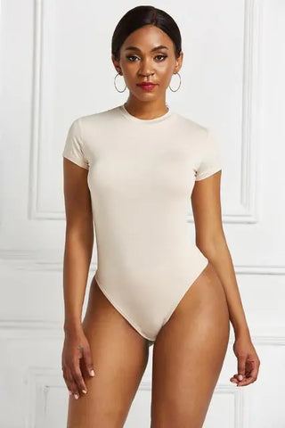 O Neck Short Sleeve Sexy Skinny Short Bodysuit