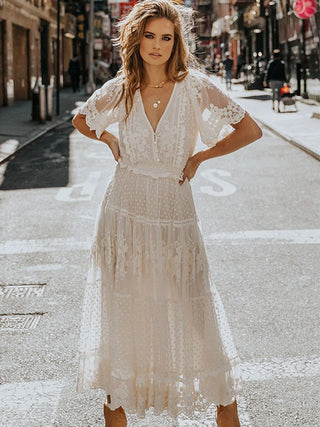 White Dress Sexy Women Lace Long Dress