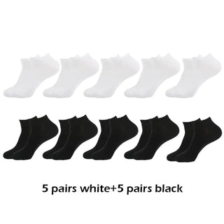 10 Pairs Breathable Ankle Socks Cotton, White, Grey, Black