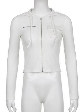 White Zip-Up Hooded Jacket