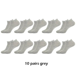 10 Pairs Breathable Ankle Socks Cotton, White, Grey, Black