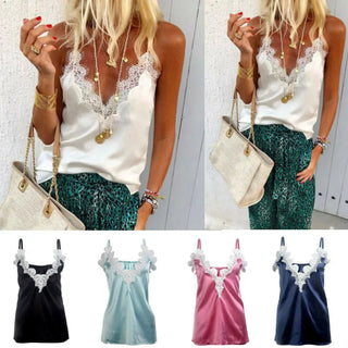 Lace Satin Silk Tank Top