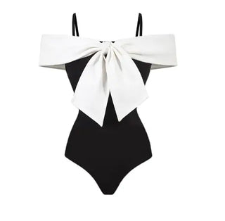 Sexy Bow Design Black and White Bodysuit