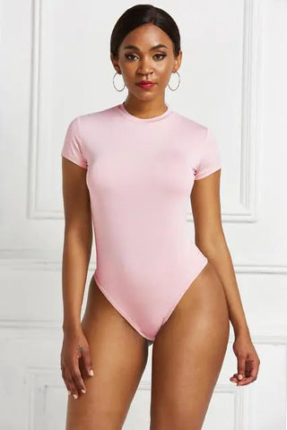 O Neck Short Sleeve Sexy Skinny Short Bodysuit