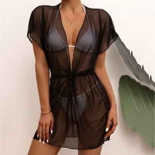 Sheer Mesh Cover-Up Robe